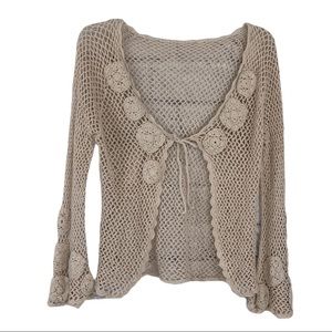 Vintage Boho Crocheted Cardigan Sweater Size S/M